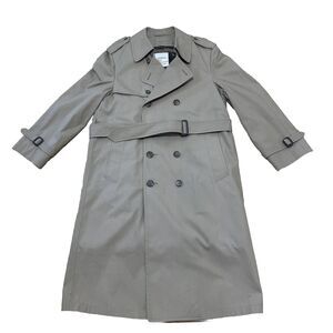 London Fog Trench Coat Men 36 Short Lined Heavyweight Tan Classic Vtg Made USA
